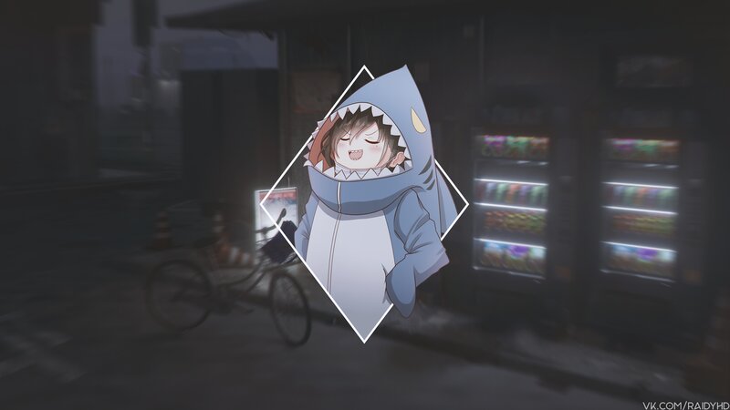 Anime Character in Shark Costume — Gray