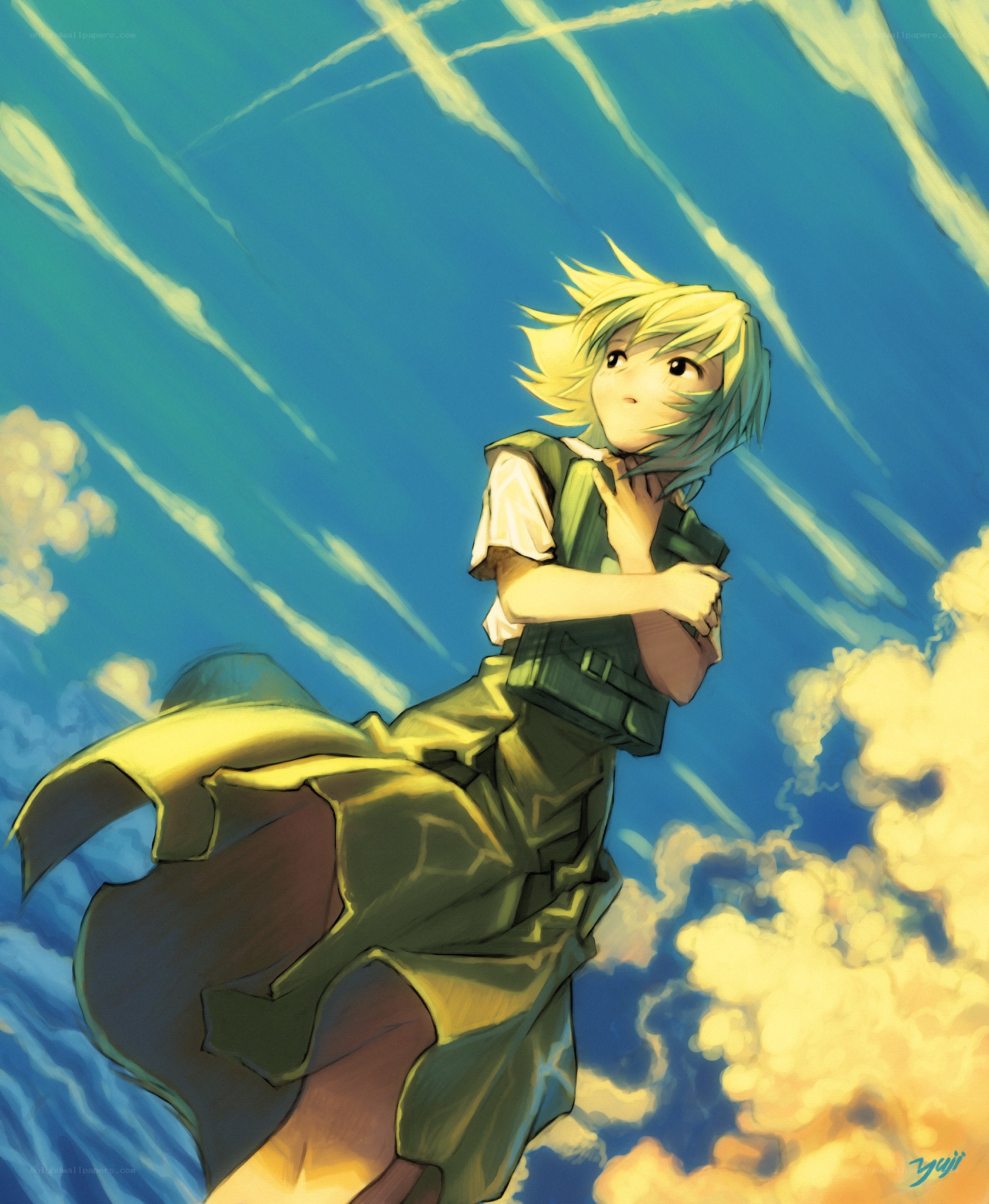Anime character in sky