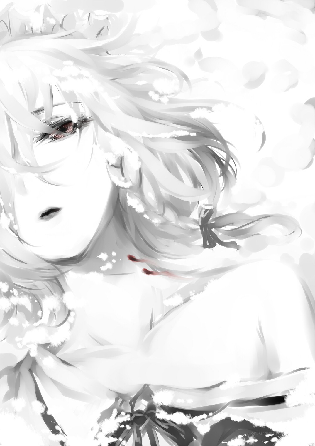 anime character in snow
