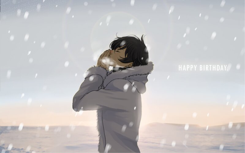 anime character in snow