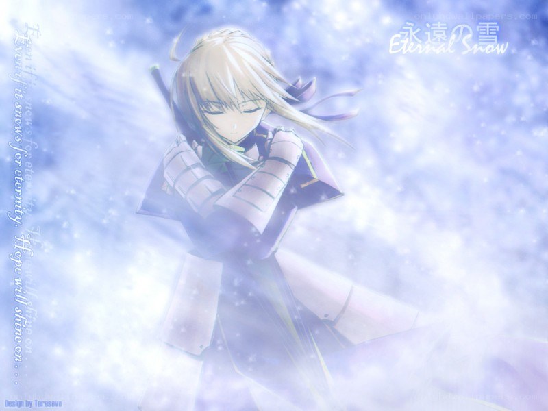 Anime character in snow