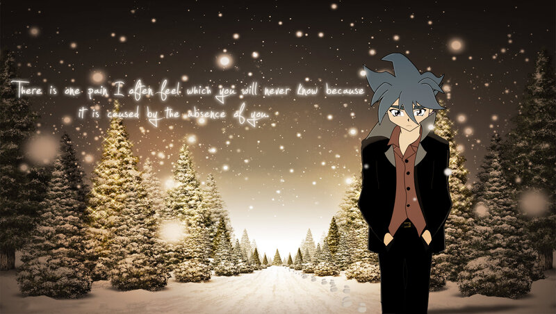 Anime Character in Snow — Black, Melancholic