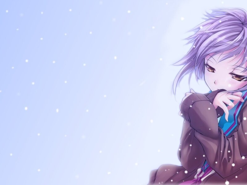Anime Character in Snow — Blue, Calm