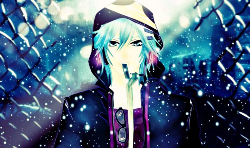 Anime Character in Snow — Blue, Cold, Mysterious
