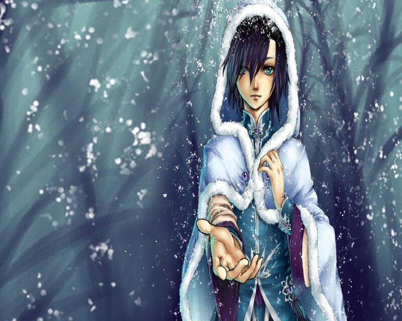 Anime Character in Snow — Blue, Cold