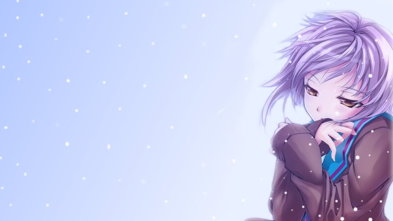 Anime Character in Snow — Blue, Cold, Winter, Coat