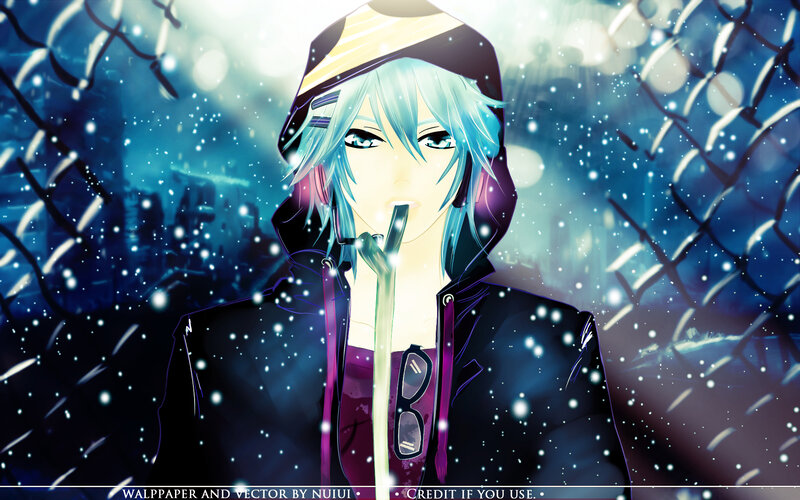 Anime Character in Snow — Blue, Dramatic