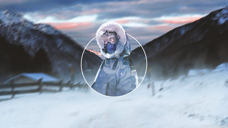 Anime Character in Snow — Blue, Dramatic, Winter, Digital Art