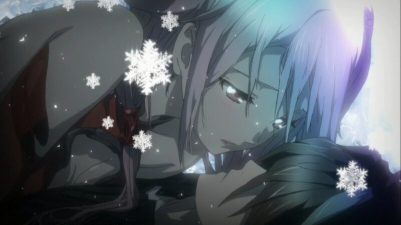 Anime Character in Snow — Blue, Dramatic, Winter