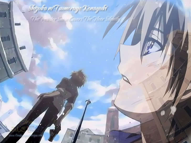 Anime Character in Snow — Blue, Serene
