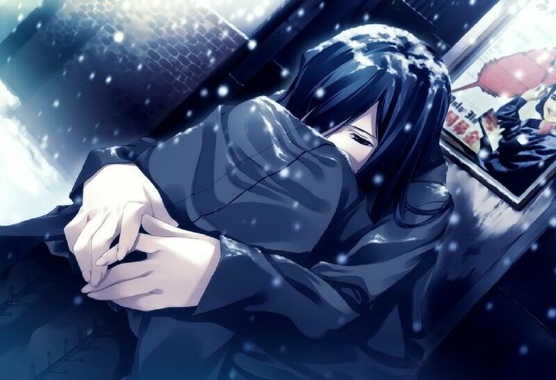 Anime Character in Snow — Blue