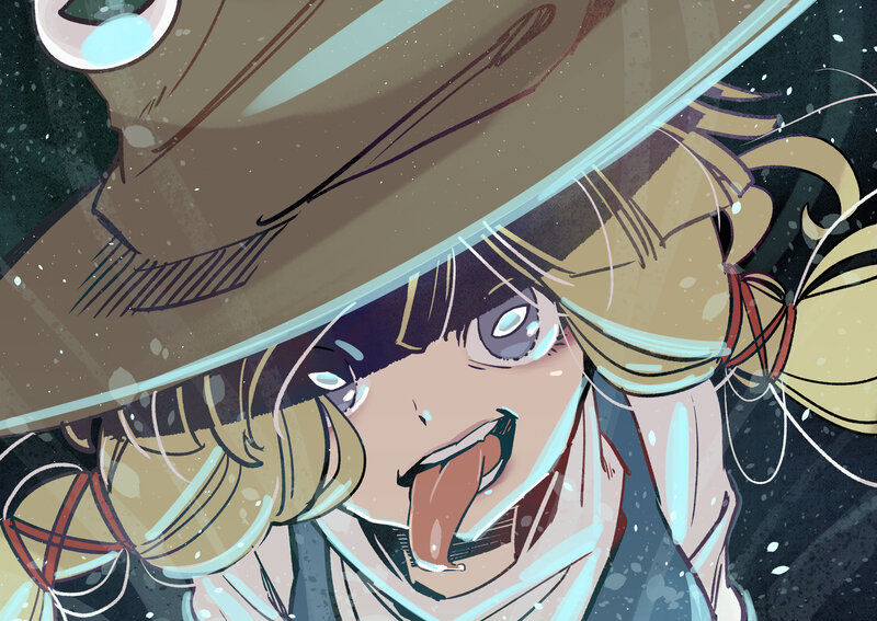 Anime Character in Snow — Brown, Dramatic