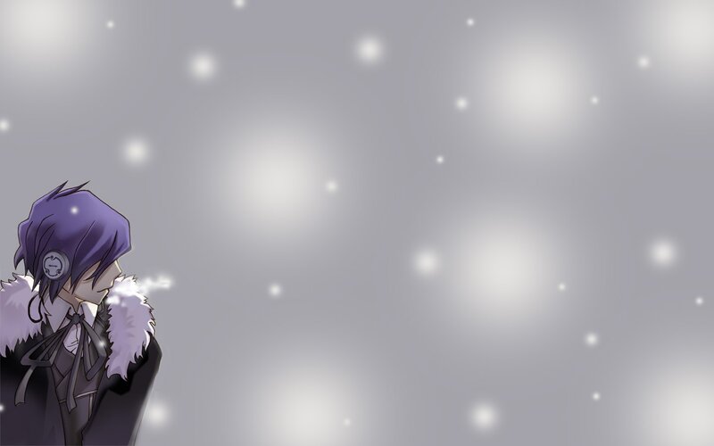 Anime Character in Snow — Purple, Serene, Winter