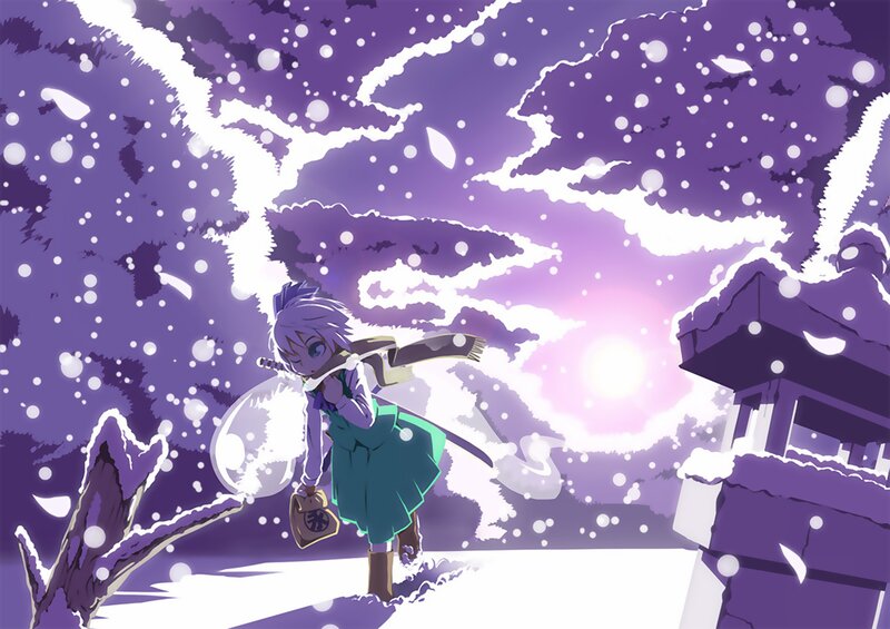 Anime Character in Snow — Purple