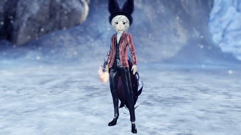 Anime Character in Snow — White, Cold, Winter, 3d Render