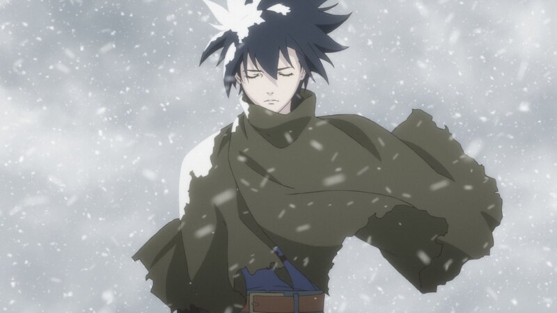 Anime Character in Snow — White, Dramatic, Winter, Cloak