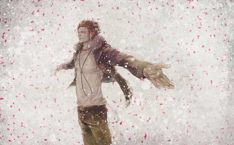 Anime Character in Snow — White, Dramatic, Winter