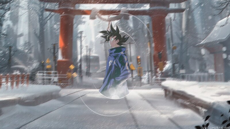 Anime Character in Snow — White, Serene, Winter