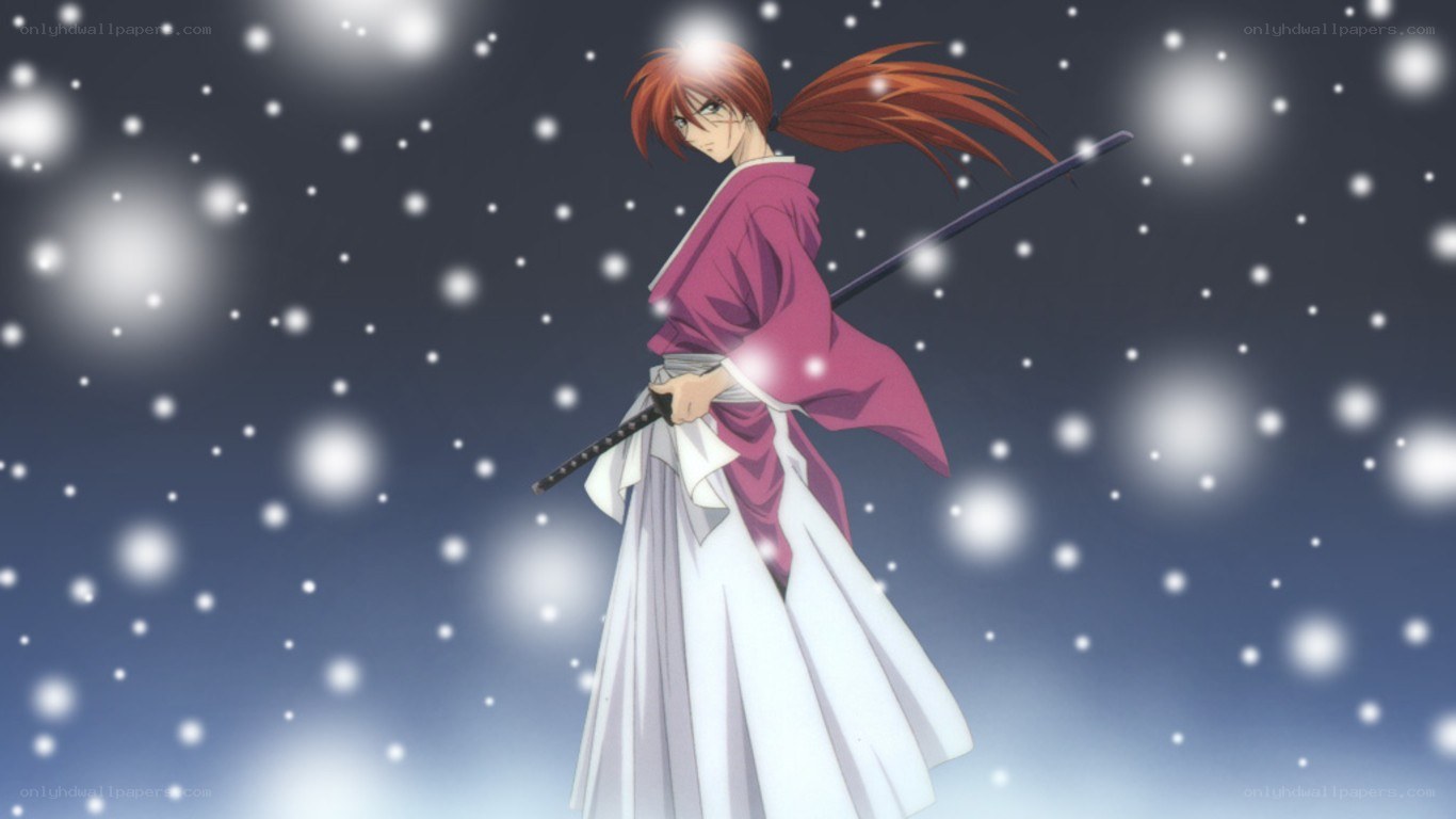 anime character in snowstorm