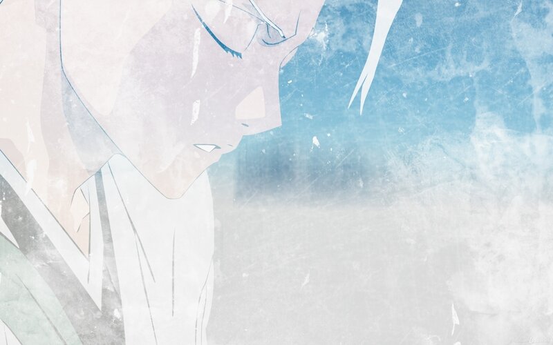 anime character in snowstorm