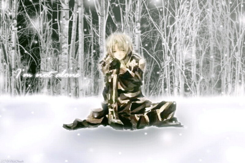 anime character in snowy forest