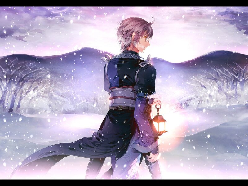 Anime character in snowy landscape
