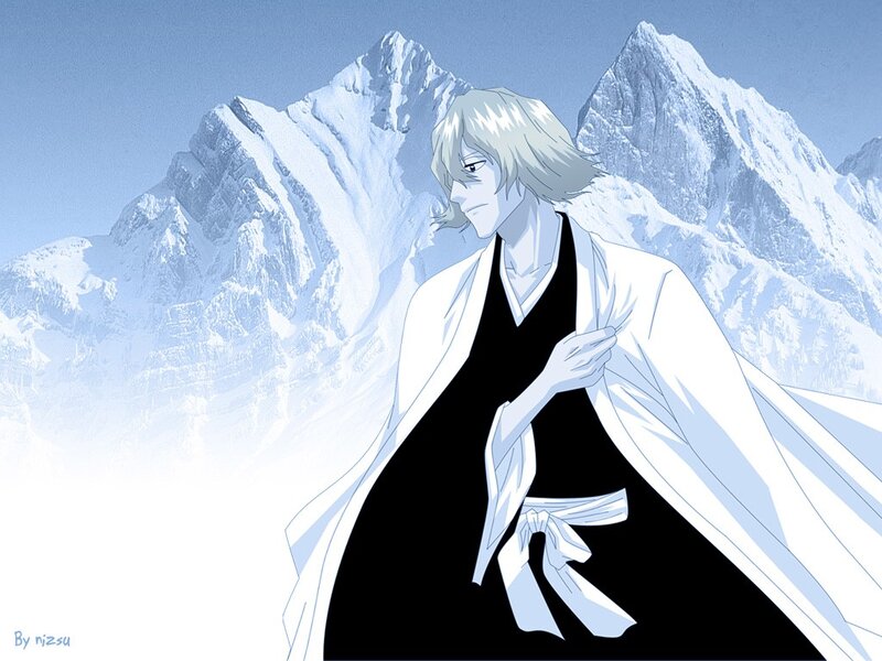 anime character in snowy mountains