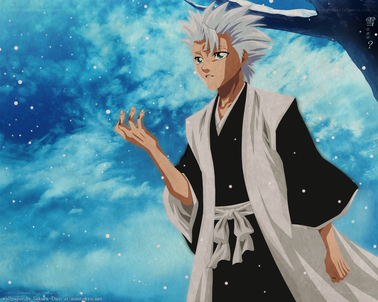 anime character in snowy sky