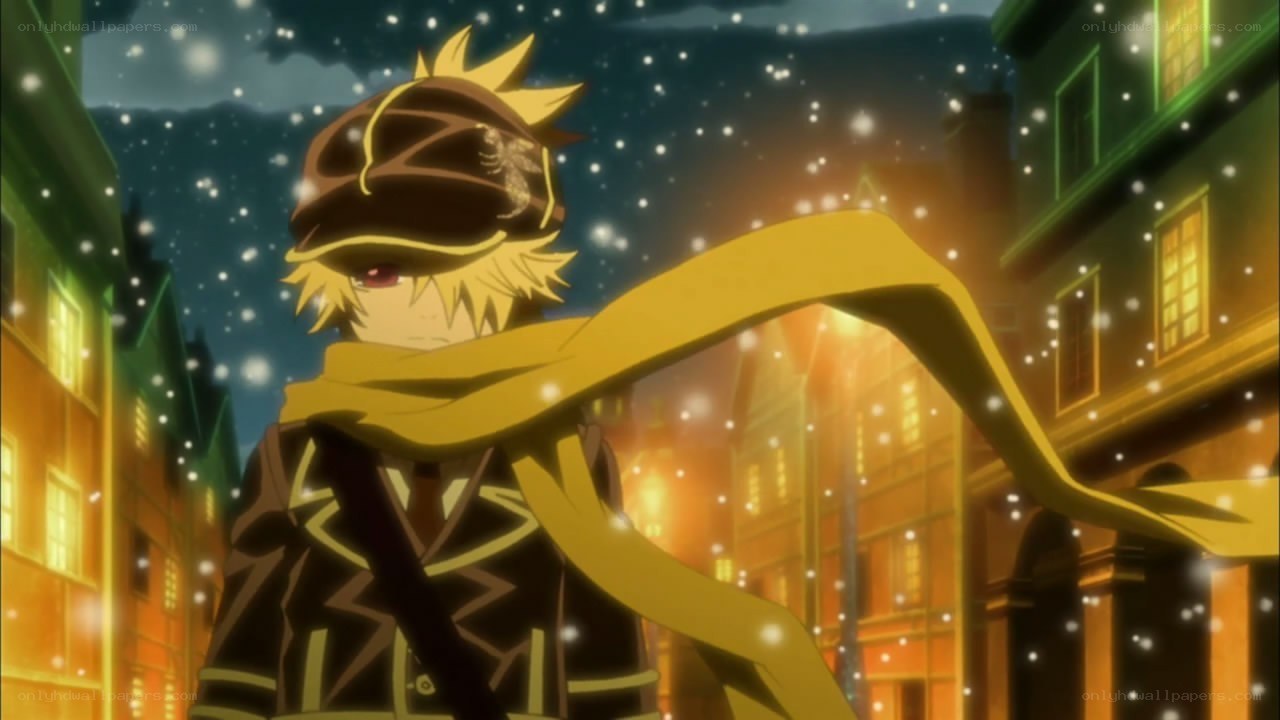 anime character in snowy street