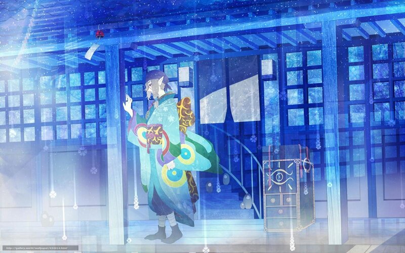 anime character in snowy temple