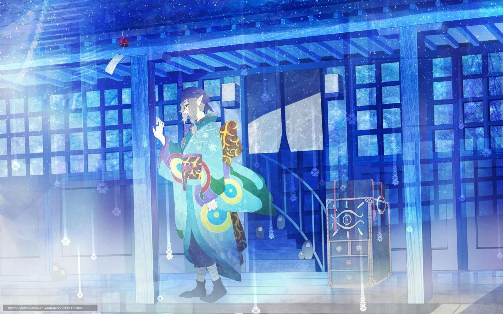 anime character in snowy temple