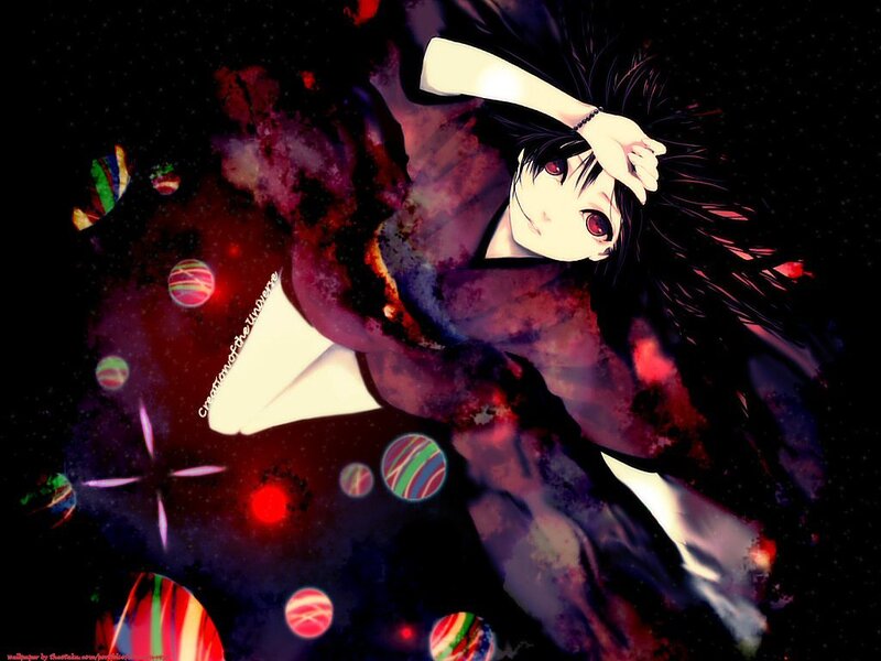 Anime Character in Space — Black, Dramatic, Night