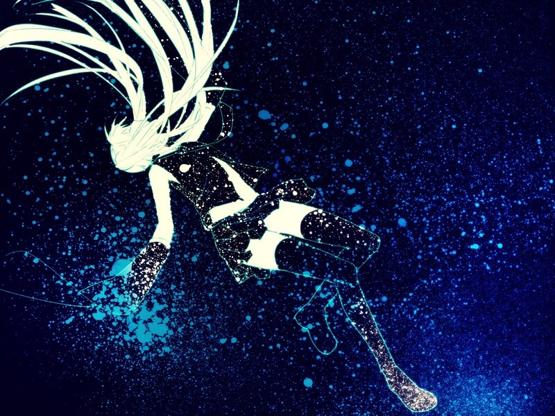 Anime Character in Space — Blue, Dramatic, Night