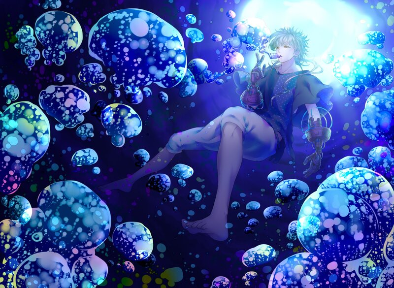Anime Character in Space — Blue, Dreamy
