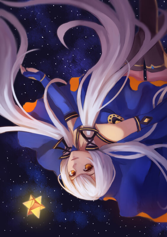 Anime Character in Space — Blue, Serene