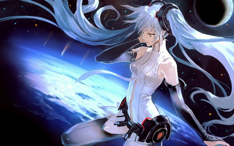 Anime Character in Space — White, Dramatic
