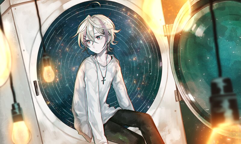 Anime Character in Space — White, Serene