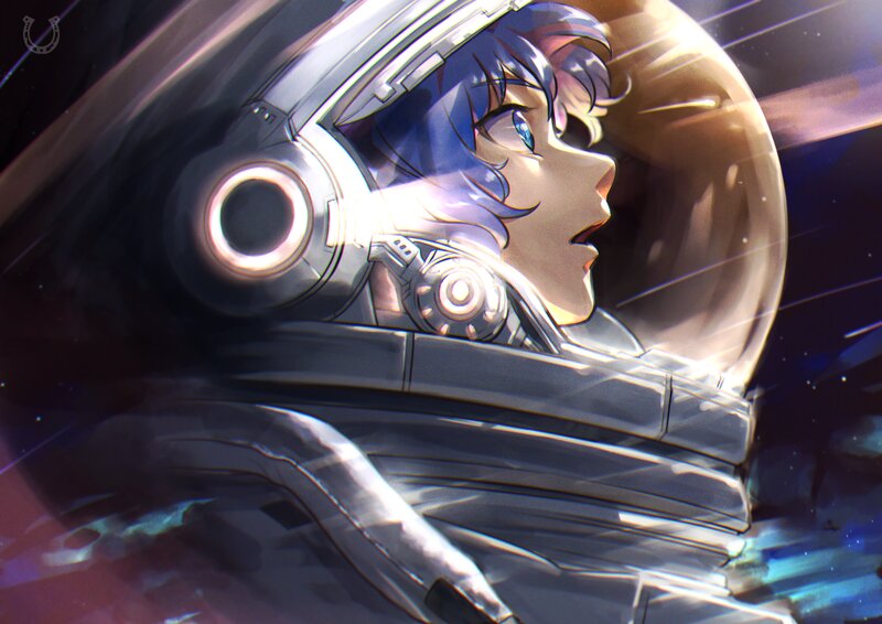 Anime Character in Spacesuit — Blue