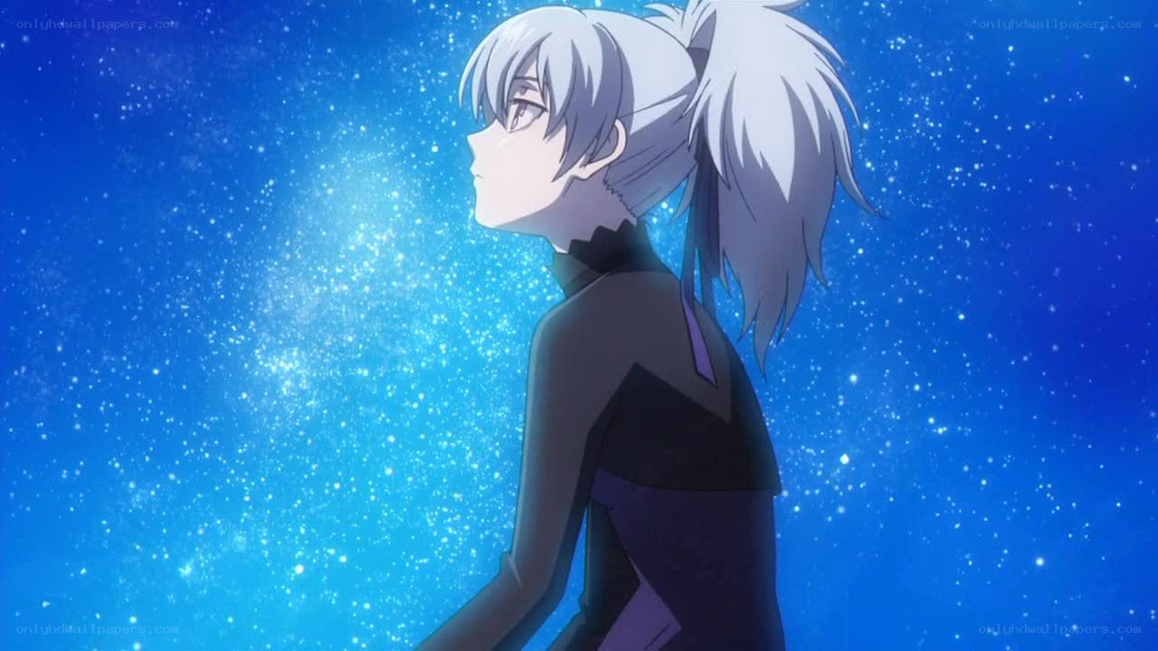 anime character in starry sky