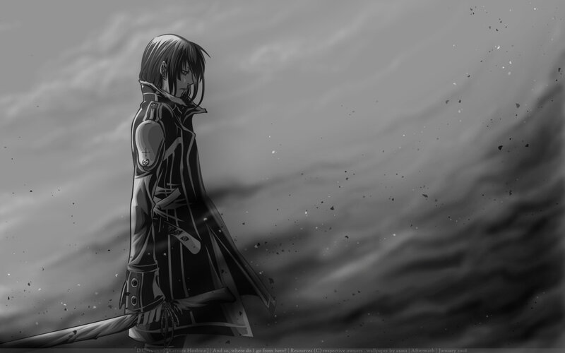 anime character in storm