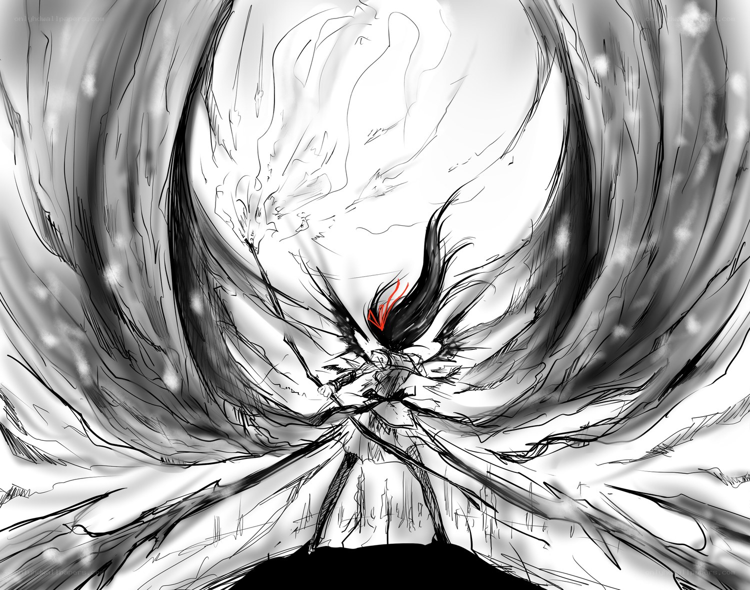 anime character in storm