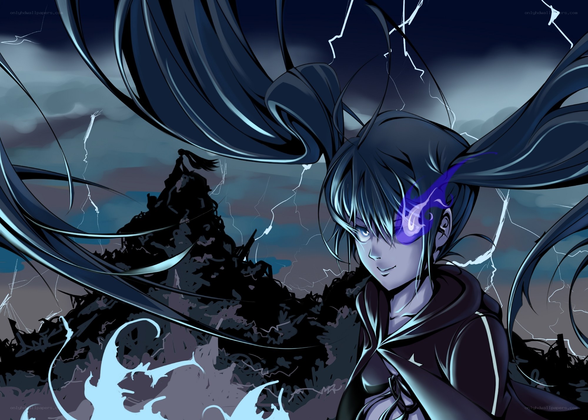 anime character in storm