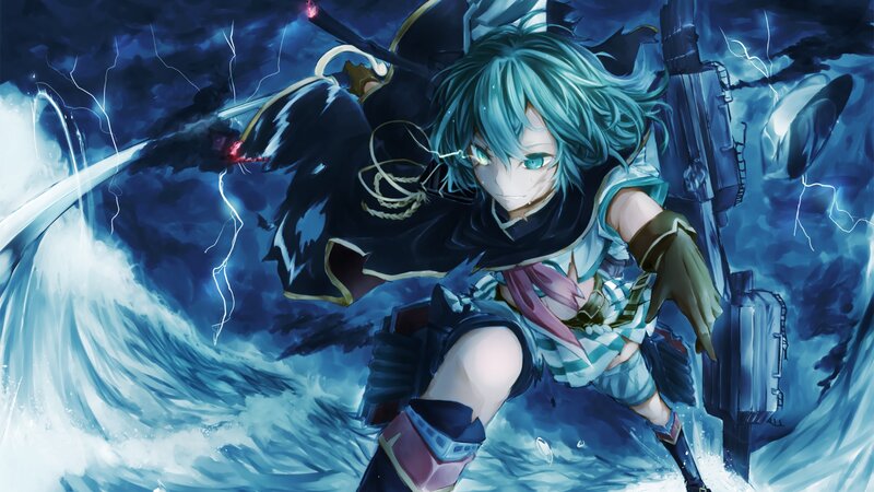 Anime Character in Storm — Blue, Dramatic