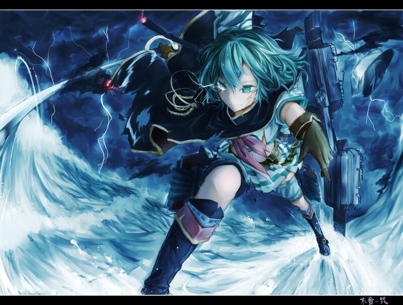 Anime Character in Storm — Blue