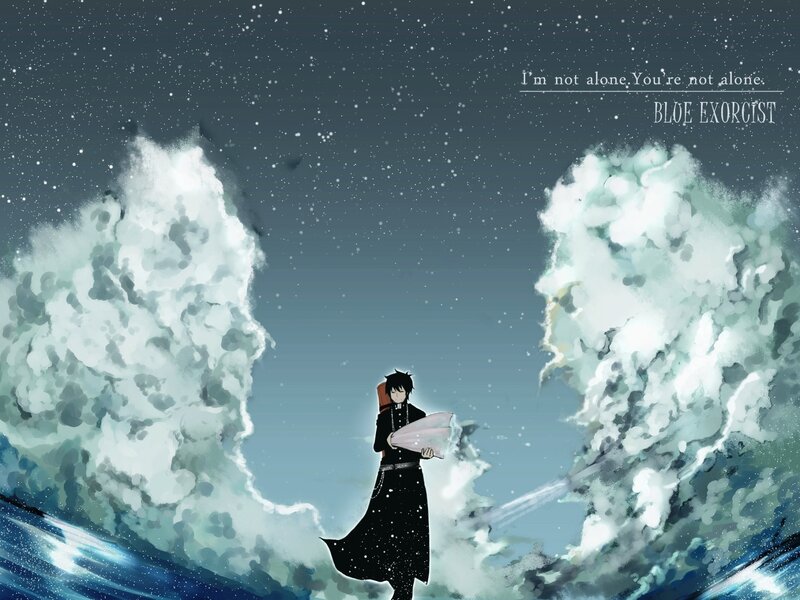 Anime character in stormy sea