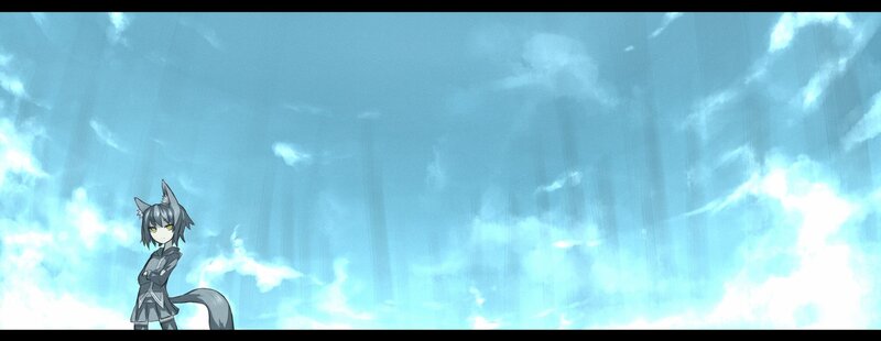 anime character in stormy sky