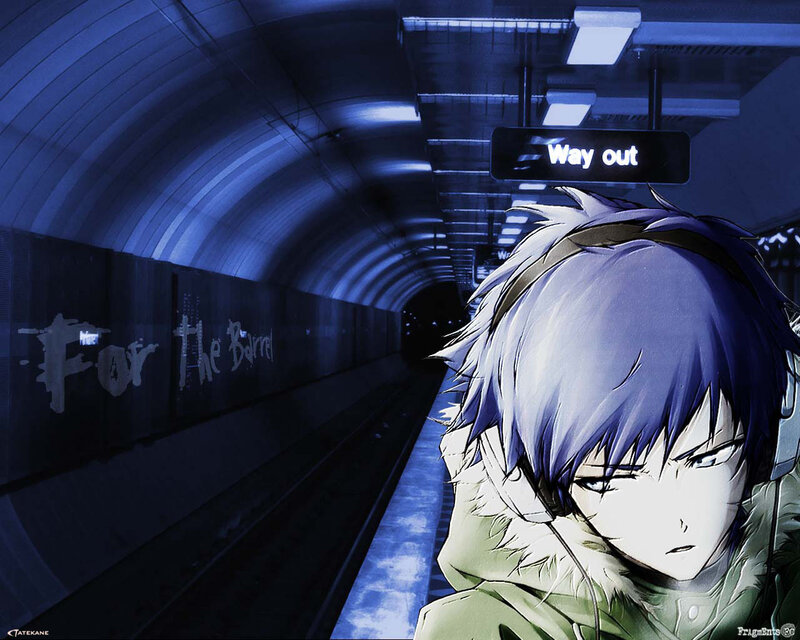 anime character in subway tunnel