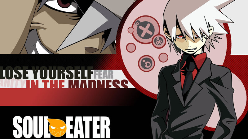 Anime Character in Suit — Black, Dramatic, Game Controller, Text