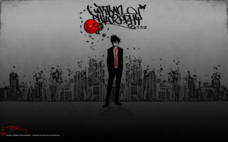 Anime Character in Suit — Black, Dramatic, Manga, Cityscape