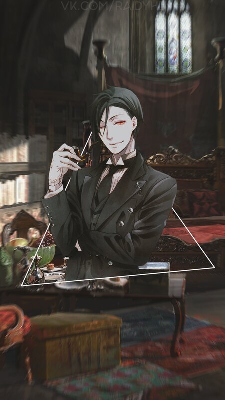 Anime Character in Suit — Black, Dramatic, Manga, Pipe